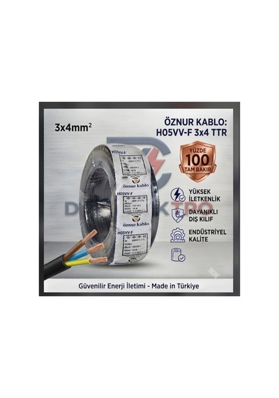 Öznur Kablo 3x4 Ttr Yüzde 100 Tam Bakır Kalın Kablo Tse Belgeli 1 Metre  - 896102151