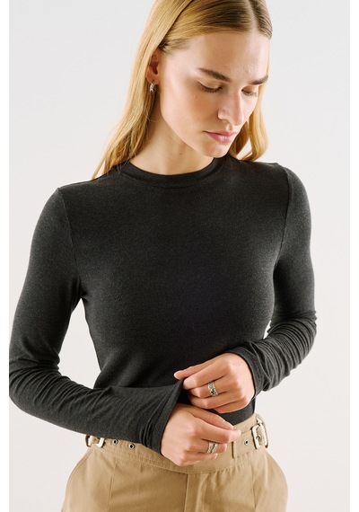 Manuka Uzun Kol Yuvarlak Yaka Body Antrasit Aw26bdy00002-52