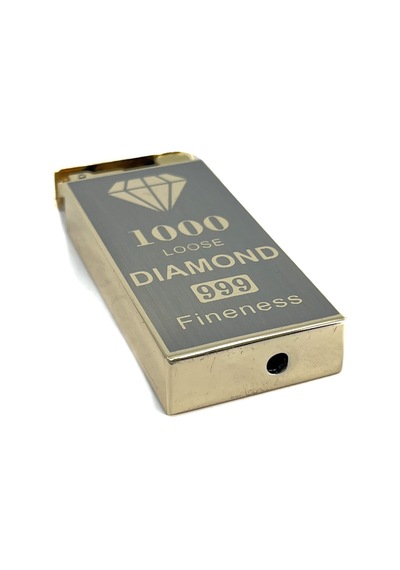 Özel Tasarım 1000 Loose Diamond 999 Fineness Metal Çakmak - Hediye Kutulu Ve Yedek Taşlı Sarı