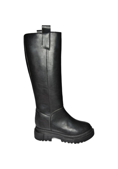 Fox Shoes R973201109 Siyah Cilt Kalın Tabanlı Kadın Çizme Siyah