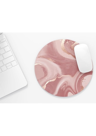 Pembe Mermer - Yuvarlak Mouse Pad, 19,50 Cm