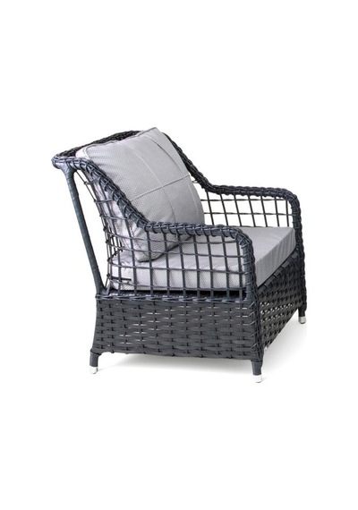 Niron Leo 3'lü Rattan Bahçe Oturma Grubu - Antrasit Temperli Cam Set 3+1+1+2 Puf