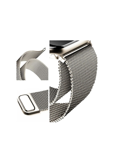 Apple Watch Uyumlu 38mm 40mm 41mm Seri 3 4 5 6 7 8 Se Kordon Starlight Milano Hasır Örgü Metal