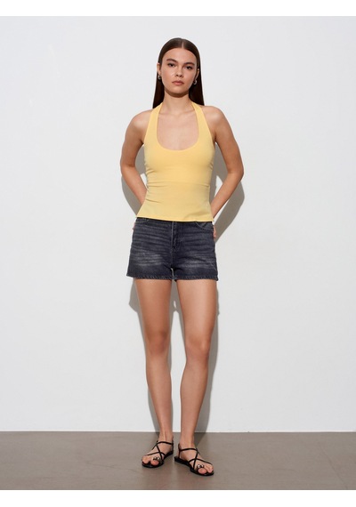 Dilvin 32726 Halter Yaka Top-sarı