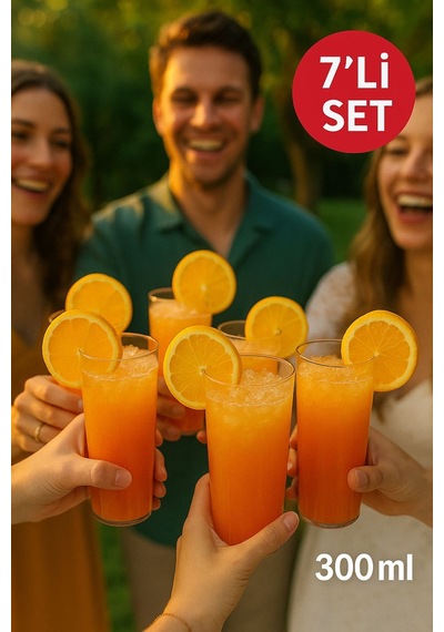 7 Li Set Plastik Kokteyl, Meşrubat Bardağı - Parti, Düğün, Davet Ve Organizasyon Bardağı 300 Ml