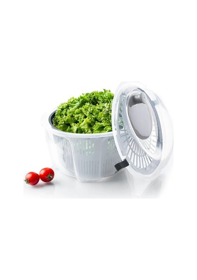 Geniş Hazneli Salata Ve Sebze Kurutucu 4.4 Litre - 360 Dönebilen Çevirmeli Süzgeçli Ve Servis Kaseli Mutfak Ger