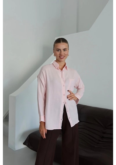 Kazax Tek Cepli Müslin Gömlek Pembe Pt Pembe