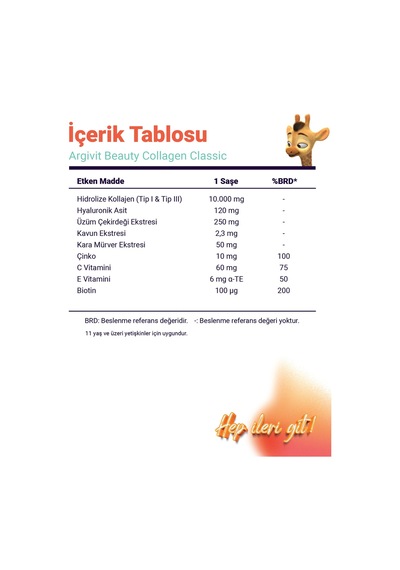 Argivit Beauty Collagen Classic Takviye Edici Gıda 325 G