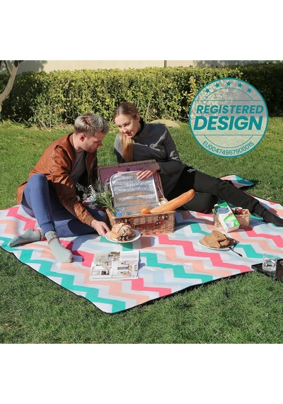 Picnic Blanket, 200 X 200 Cm, Outdoor Beach Blanket For Camping, Park, Yard, With Waterproof Backing, Foldable, Red Wave Çok Renkli Picnic Blanket, 200 X 200 Cm, Outdoor Beach Blanket For Camping, Park, Yard, With Waterproof Backing, Foldable, Red Wave Çok Renkli