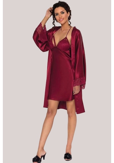 Pierre Cardin Sütyen Kaplı Sabahlık Gecelik Set 4250