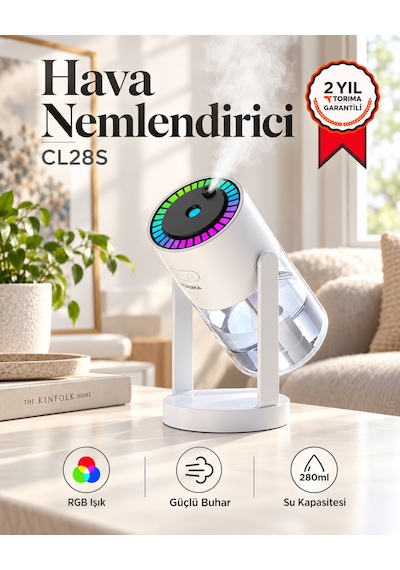 Yıldızlı Gökyüzü Projeksiyonlu Hava Nemlendirici Araç İçi Ofis Uyumlu Rgb Işıklı Döner Başlıklı Taşınabilir Buhar Makinesi 280 Ml