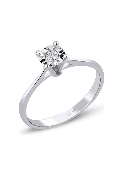 0.06 Ct. Modern Tasarım Yuvarlak Tırnaklı Tektaş Yüzük