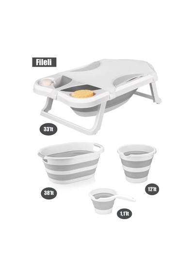 Sepetkitchen Fileli Katlanabılır Banyo Küveti Gri 6li Set Diğer