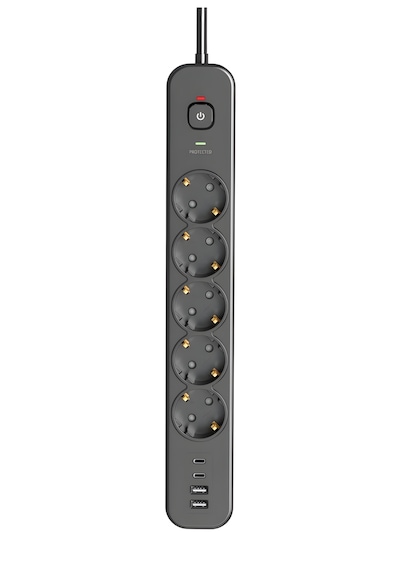 2 Mt Uzatma Kablosu Çoklu Priz Yüksek Gerilim Korumalı 5'li Priz 2x Usb 2x Type-c Çıkışlı Priz 2 M