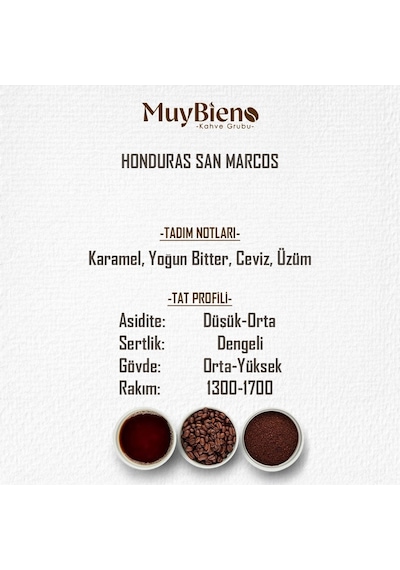 Muybieno Honduras San Marcos 250 Gr Çekirdek Kahve Çekirdek Kahve