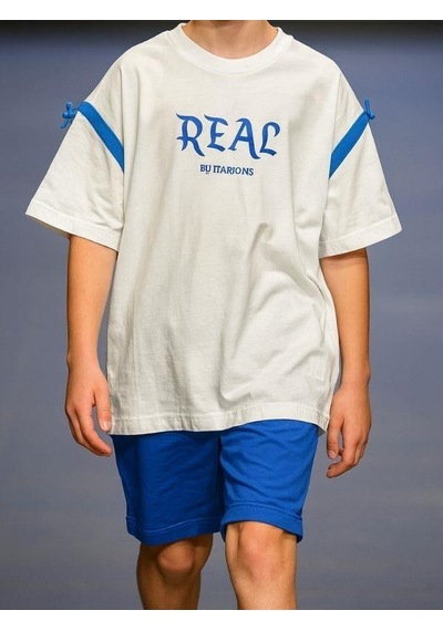 Marions Çocuk Pamuklu Real Yazılı Oversize Kalıp T-shirt-15954 Beyaz