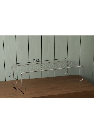 47 Cm Geniş Metal Dolap İçi Düzenleyici Raf - Mutfak Tezgah Üstü Tabak Düzenleyici Standı Krom Metal Diğer