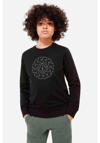 Tshirthane Badmotorfinger Logo Baskılı Unisex Çocuk Siyah Sweatshirt Siyah