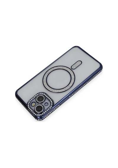 Newface Apple İphone 14 Kılıf Joke Simli Magneticsafe Kılıf - Lacivert