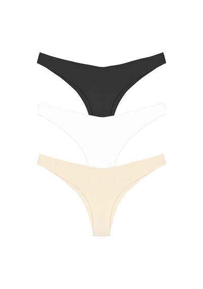Cottonhill Basic İz Yapmayan Lazer Kesim Kadın Brezilya Külot 3'lü Paket - 5 Renkli4 Çok Renkli