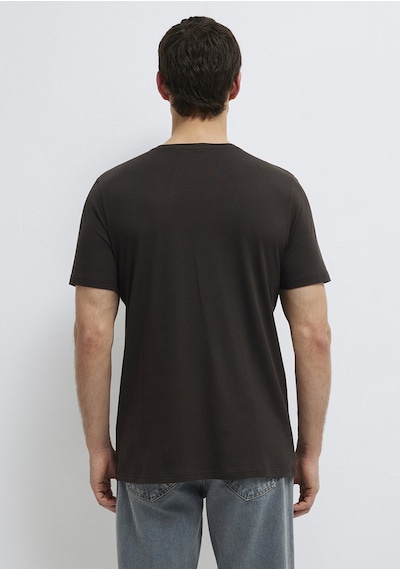 Mavi - Kahverengi Basic Tişört 065574-70219 Kahverengi