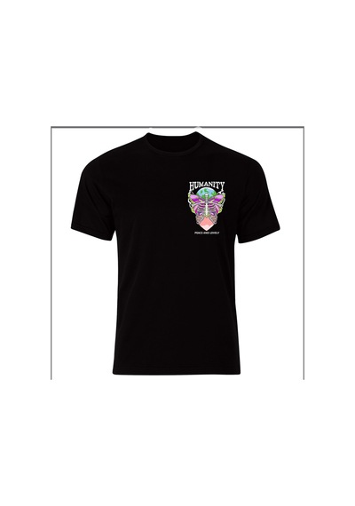 Humanity - Dünya Hümanizm Sevgi Ve Barış Temal Özel Tasarım Tshirt SIYAH