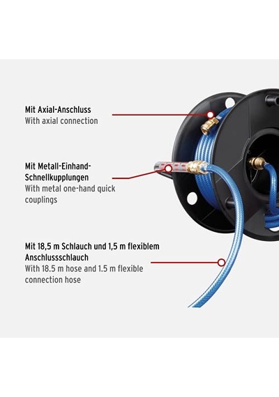 Hava Hortum Makarası Anti Twist 18 5 M Hortum 1 5 M Bağlantı Hortumu Metal Tek Elle Hızlı Bağlantı Elemanları Ve