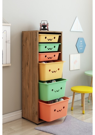 Kids 6 Sepetli Oyuncak Dolabı Oyuncak Box Oyuncak Saklama Kutusu Çam-rengarenk Gülücüklü Sepetli Kids 6 Sepetli Oyuncak Dolabı Oyuncak Box Oyuncak Saklama Kutusu Çam-rengarenk Gülücüklü Sepetli