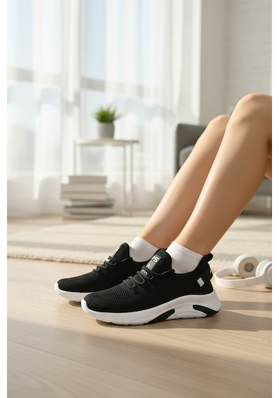 Enoch Unisex Ergonomik Tabanlı Hava Alan Fitness Ve Antrenman Ayakkabısı Siyah Beyaz
