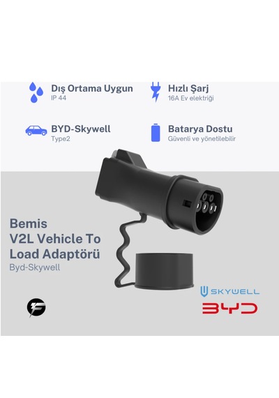 Bemis Tek Çıkışlı V2l Vehicle To Load Elektrikli Araç Uyumlu Adaptör Byd / Skywell 16a/3.5kw