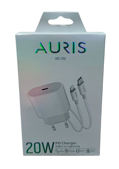 Auris Ars-ch50 20w Pd Şarj Adaptörü + Type-c Lightning Kablo 20W Adaptör+1M Kablo