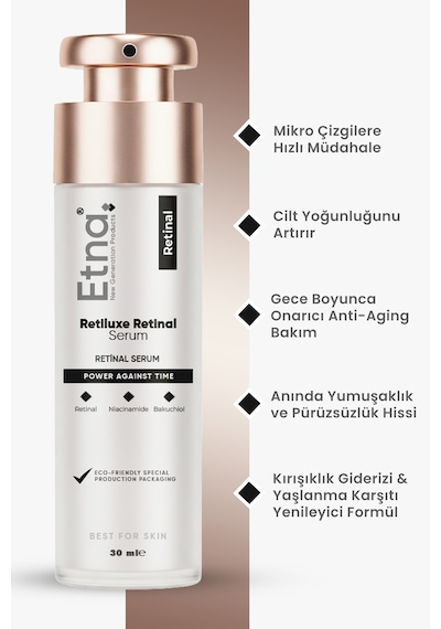 Etna Pharma Retiluxe Kırışıklık Ve Yaşlanma Karşıtı, Aydınlatıcı, Anti-aging Retinal Serum 30 Ml