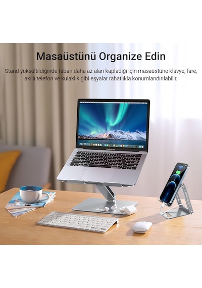 Juo Alüminyum Notebook Standı Yükseklik Ve Eğim Ayarlı Ergonomik Metal Laptop Standı