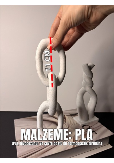 Dekoratif Zincir Obje Şık Masa & Raf Süs Aksesuarı Mermer Desenli Beyaz