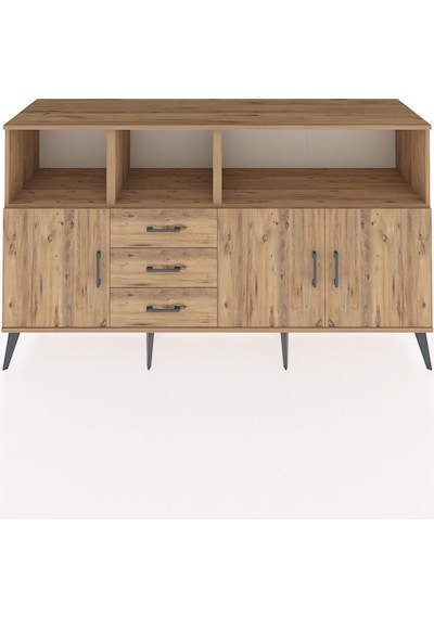Kronos Konsol 5 Raflı 3 Çekmeceli 3 Kapaklı 176x59x99 Çam-çam Çam-çam