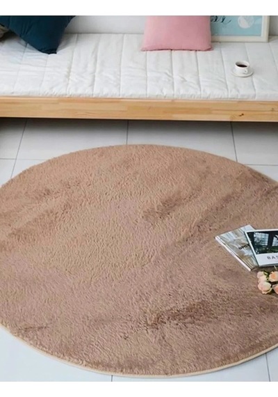 Raschel Carpet Raschel Carpet Yıkanabilir Kaymaz Taban Yuvarlak Peluş Halı Vizon