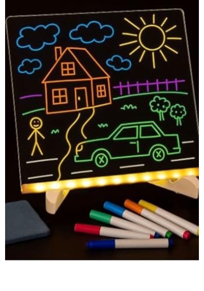 Led Mum Yaz-sil Işıklı 3 Kalemli Neon Yazı Tahtası Yazılıp Silinebilir Not Tahtası Akrilik Genel