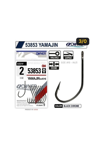 Owner 53853 Yamajin With Eye Black Chrome İğne 3/0