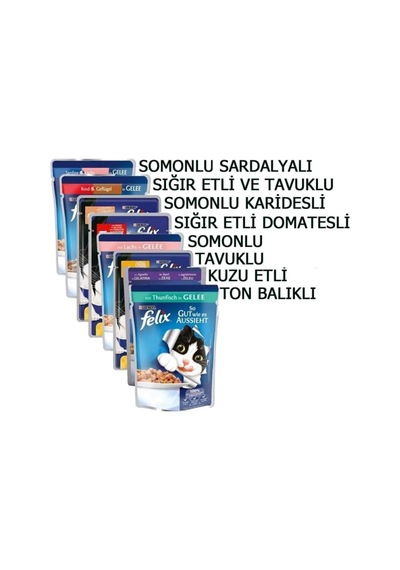 Karışık Pouch Yaş Kedi Maması 8 Adet