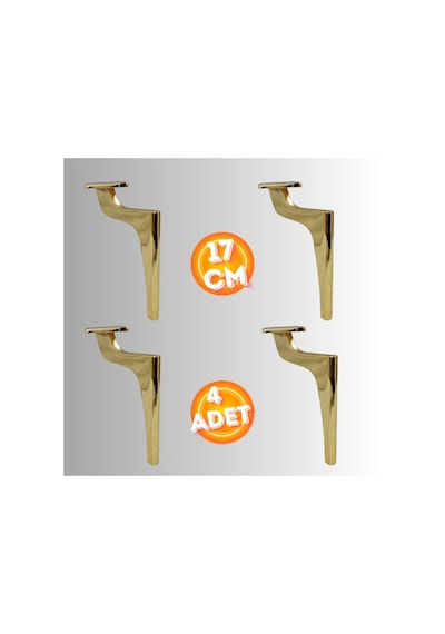 17 Cm Metal Zirve Ayak Koltuk Ayağı Mobilya Ayağı Ünite Ayağı Konsol Ayağı Puf Berjer Ayağı 4 Adet Gold