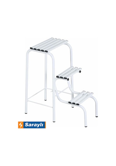 Saraylı 3 Basamaklı Tabureli Merdiven Katlanır Metal Ev Merdiveni