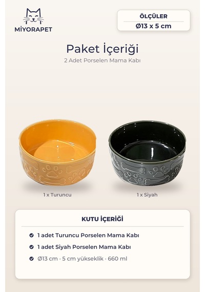 Mama Kabı Porselen-ikili Siyah Turuncu