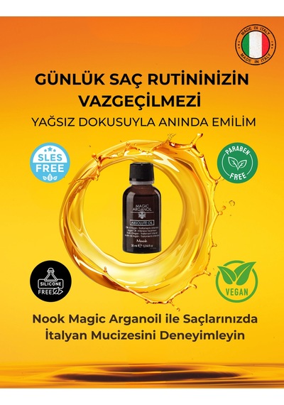 Nook Magic Arganoil Isı Koruma & Parlaklık Etkili Keratin Argan İçeren Saç Bakım Yağı 30ml