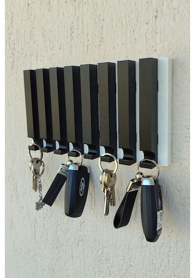Anahtarlık Askısı 13 X 24 Cm 8 Adet Anahtarlık Asılabilir İşyeri Beyaz