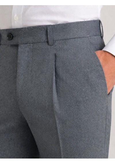 Classics Men Ricati Regular Fit Pileli Erkek Kumaş Pantolon - 7621 gri