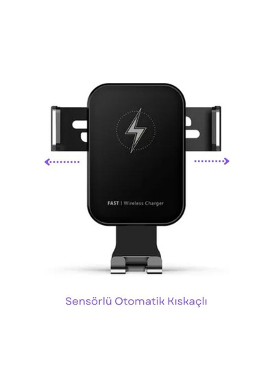 Otomatik Manetli, 15w Kablosuz Araç İçi Şarj Cihazı , Hızlı Şarj, Type-c Giriş, Kendinden Bataryalı