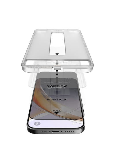 Apple Uyumlu   iPhone 17 Pro Raptic Air Glass 2.5d Privacy Hayalet Ekran Koruyucu 2 Adet Uygulama Aparatlı Siyah