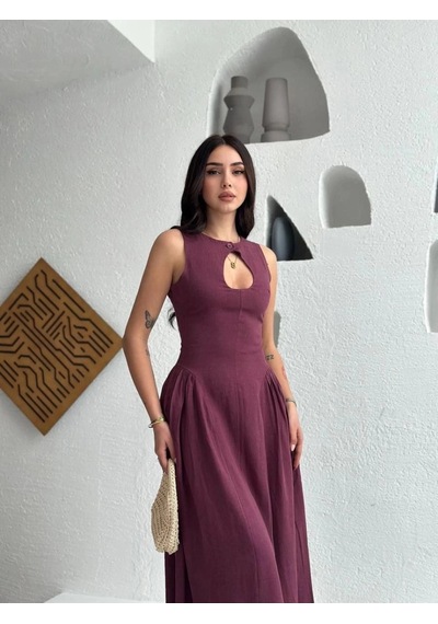 Freedom Storee Kolsuz Uzun Kabardin Elbise - Bordo Çok Renkli