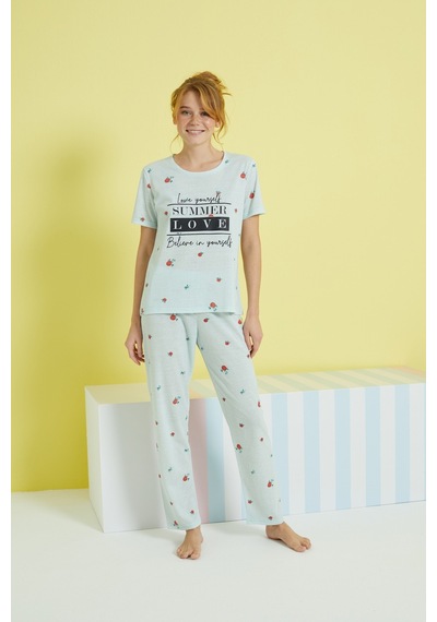 Siyah İnci Örme Pijama Takım 24107075 Çok Renkli