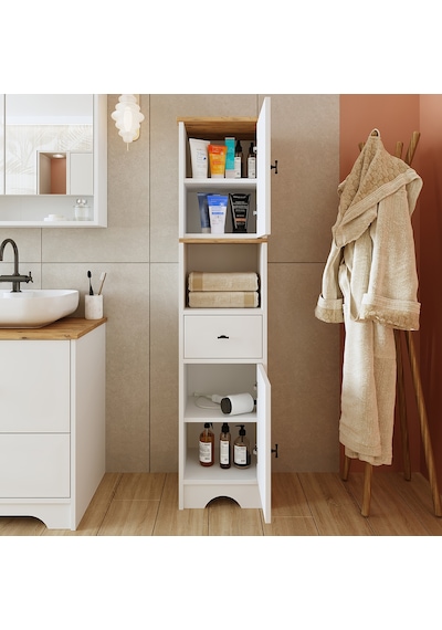 Banyo Dolabı Mdf 155 X 35 Cm Çekmeceli Banyo Boy Dolabı Mat Beyaz Atlantik Çam - Beyaz Banyo Dolabı Mdf 155 X 35 Cm Çekmeceli Banyo Boy Dolabı Mat Beyaz Atlantik Çam - Beyaz